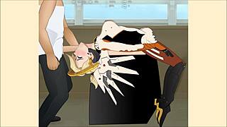 overwatch mercy gets super deepthroat in hentai
