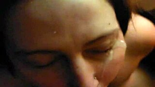 my slavegirl gets a big cumshot facial after sucking my cock