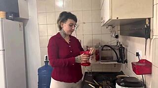 Blonde Brazilian Prepares Morning Coffee With Subtle Charm