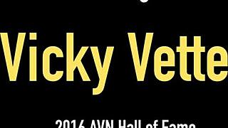 vicky vette in lace squeezes her tits and rubs her pussy on the bed, feeling so sexy