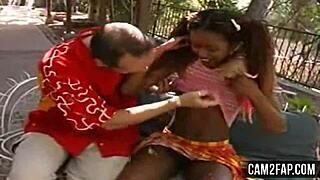 Black Teen Feels Passionate Outdoor Fucking