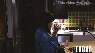 masked man tommy pistol surprises petite teen karen with blowjob