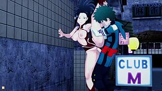 mina, momo, and izuku in intense sex scene from my hero academia hentai