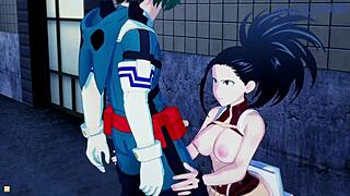 mina, momo, and izuku in intense sex scene from my hero academia hentai