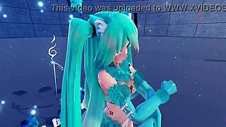 Blue K Nights: Cat Fate Cosplay Adult Miku in 3D VR180.