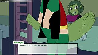 Raven gives boobjob in 18titans