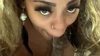 Young ebony girl shows love to dildos