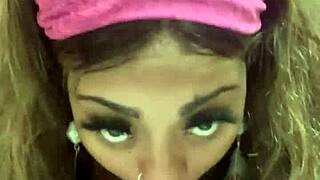 Young ebony girl shows love to dildos