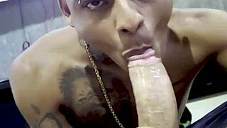 Gay Friend Sucks My Big Cock in Bedroom