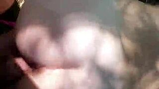 Watch this doggystyle outdoor fuck and cum shot!
