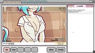 NICOLE FONDLES TITS in RISKY JOB HENTAI GAME to ATTRACT CUSTOMERS