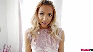 Teen gives unbearable blowjob to monster cock in pov view