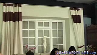 British milfs get fucked in stockings party