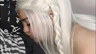 My blonde teen deepthroats on webcam, pt 1 ft white moon