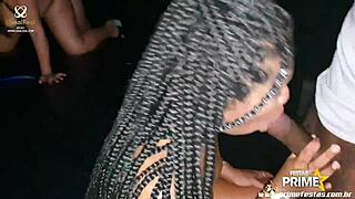 Brunette gets banged in gangbang