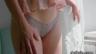 Elegant teen opens narrow twat and gets deflowered