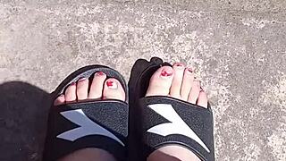 Enjoying feet in the sun before getting a pedicure