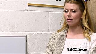 big titty milf moans loud while banging mall cop's hard dick in the back office.