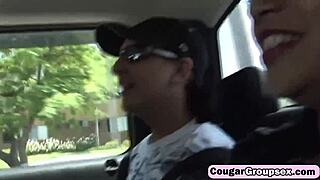 three cougar pleasing lucky stud boner on couch3