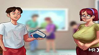 summertimesaga - i'll teach you french, episode 1 scene 35, in anime hentai style with european cartoon elements.