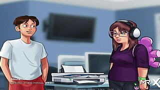 summertimesaga - i'll teach you french, episode 1 scene 35, in anime hentai style with european cartoon elements.