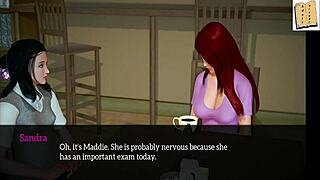 Hot redhead in family affairs in visual novel game
