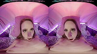 Blonde's big tits in pillow palace solo