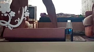 Kazakh couple films an intimate home video with steamy pussy action.