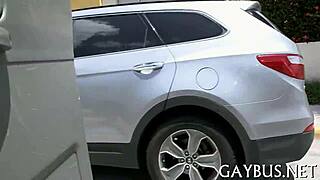 Gay jock showing off huge size in steamy action