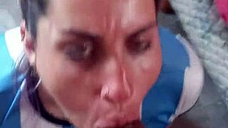 the blonde girlfriend eats cum from friend's liquid lunch