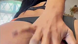 Beautiful young woman's solo pleasure in lingerie and natural beauty