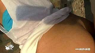 Fan fucks Lilly Lil in oiled anal creampie outdoors – hard dom share!