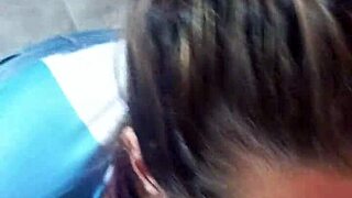 the blonde girlfriend eats cum from friend's liquid lunch