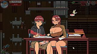 Nerdy girl gives public handjob in library taboo hentai