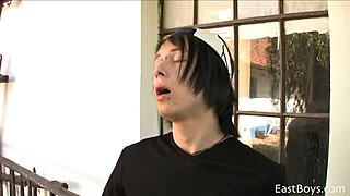 Aiden exclaims, 'Fuck me bareback in the horny village!' Cum follows!