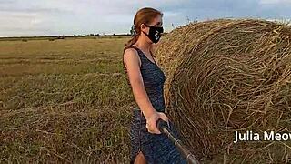 Juli smith undresses nude in field