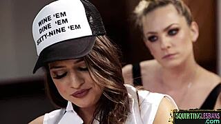 Gushing lesbian babes in orgy