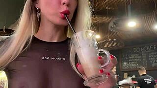 Changing different panties in fitting room.