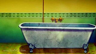 Blonde busty maid in hentai anime