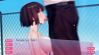 schoolgirl blowjob in hgame with masturbation!