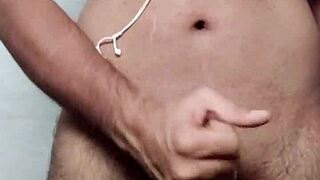 Can't resist masturbating his monster cock, Indian Desi Gay solo.