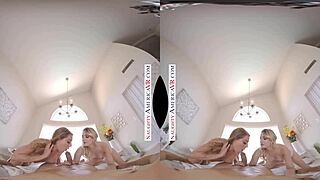Two chicks at once in VR? Kenna James and Veronica Weston get naughty!
