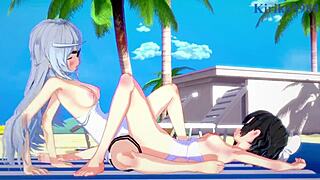 Miku kohinata and laura bodewig play together in symphogear and infinite stratos hentai.