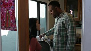 curvy ebony milf sucks cock before getting fucked doggystyle.