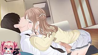 In this hentai story, a hot college coed rides and jerks off for a massive cumshot.