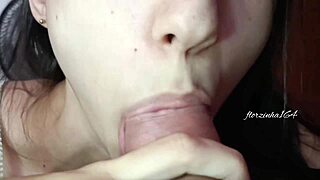 sexy petite teen amateur gives delicious blowjob and cumshot