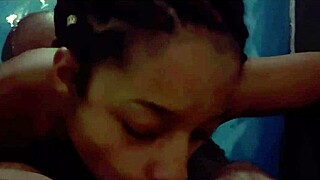 Sexy Black Girl Licks Pussy In Pool