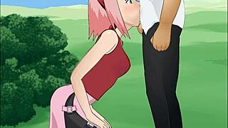 i love how sakura haruno deepthroats in naruto, it's so hot