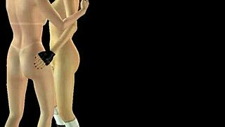 Animated 3D Cartoon Of Two Cute Girls Kissing And Rubbing Pussies