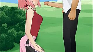 i love how sakura haruno deepthroats in naruto, it's so hot